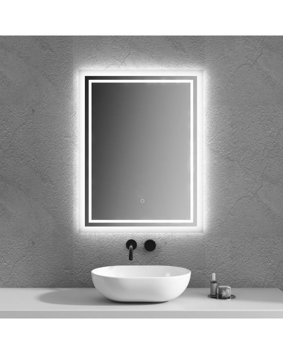 Καθρέπτης Μπάνιου LED Διπλός Φωτισμός 70x90cm